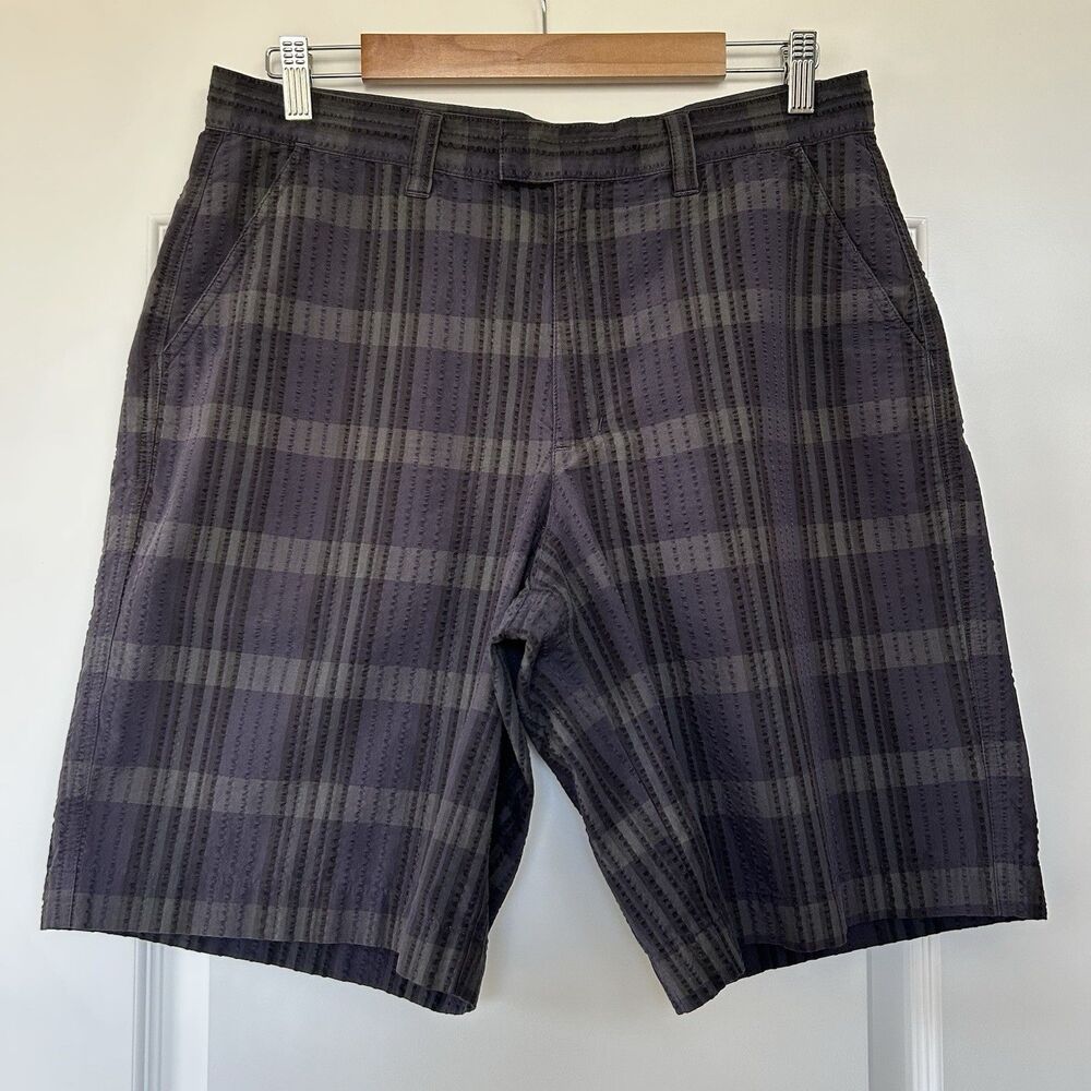 Patagonia Mens Shorts Sz 32 Seersucker Textured Plaid Organic Cotton Outdoor